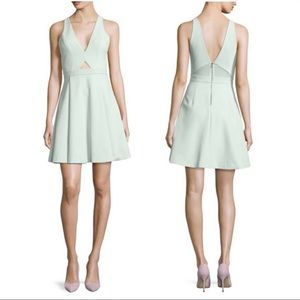 Alice + Olivia Nina Cutout Box Pleated Fit & Flare Mini Dress Mint Green DESC